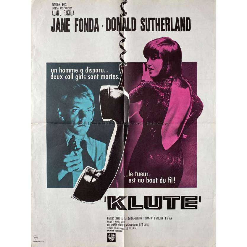 KLUTE Movie Poster- 23x32 in. - 1971 - Alan J. Pakula, Jane Fonda