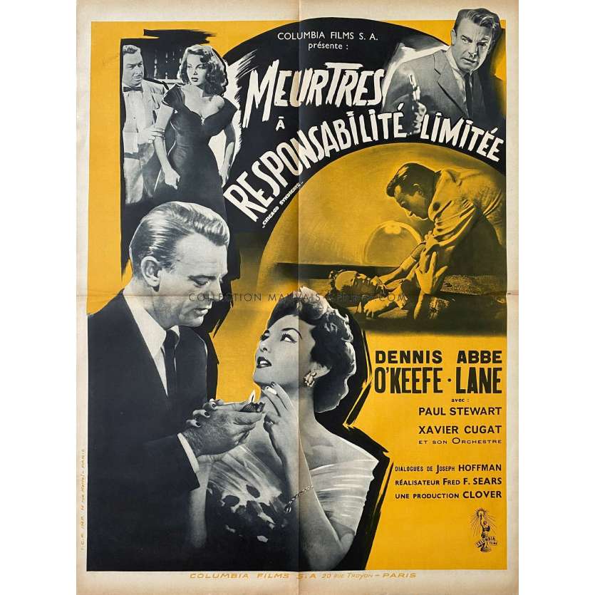 MEURTRES A RESPONSABILITE LIMITEE Affiche de film- 60x80 cm. - 1955 - Dennis O'Keefe, Fred F. Sears