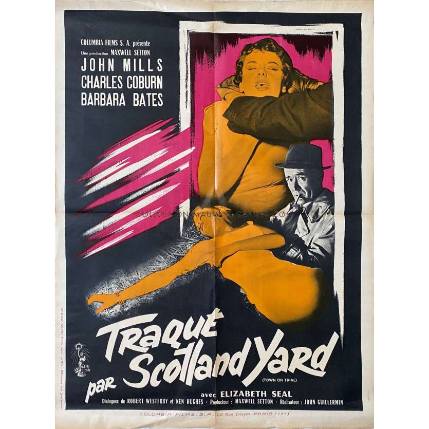 TRAQUE PAR SCOTLAND YARD Affiche de film- 60x80 cm. - 1957 - John Mills , John Guillermin
