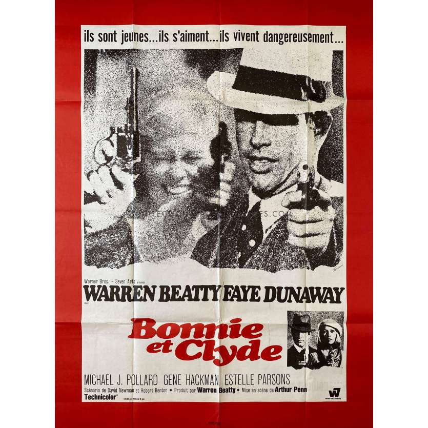 BONNIE AND CLYDE Affiche de film- 120x160 cm. - 1967 - Warren Beatty, Arthur Penn