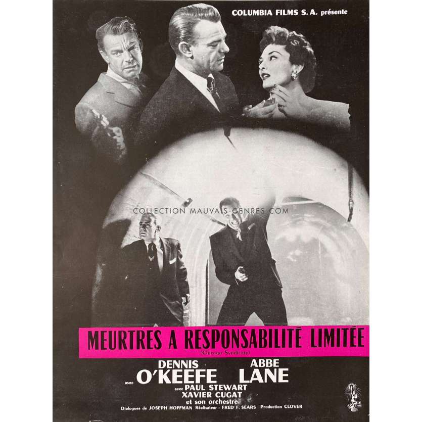 MEURTRES A RESPONSABILITE LIMITEE Synopsis 2p - 24x30 cm. - 1955 - Dennis O'Keefe, Fred F. Sears