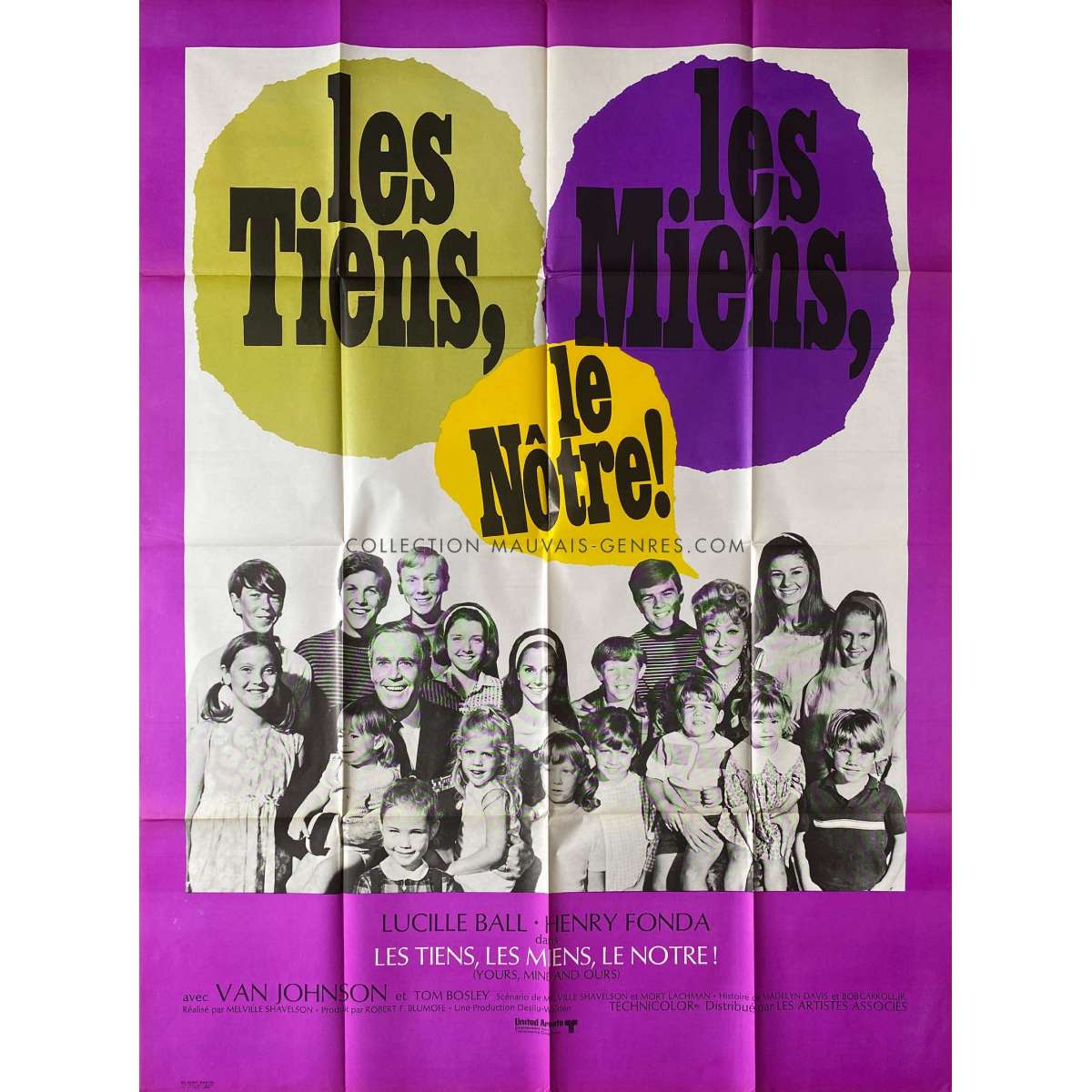 in.　Movie　AND　1968　OURS　Poster　French　47x63　YOURS　MINE