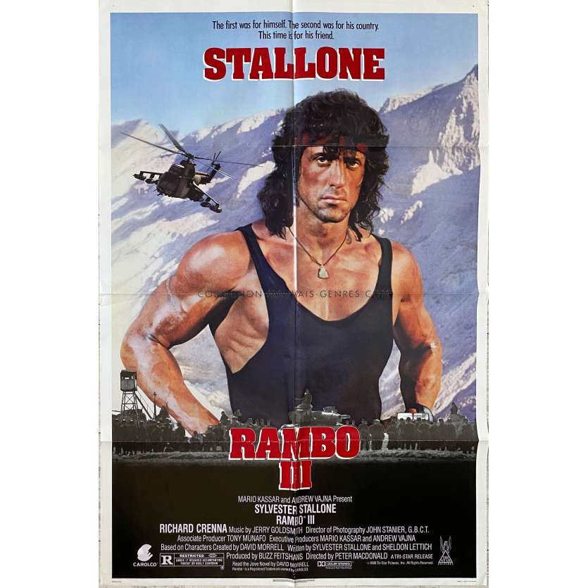 RAMBO III Movie Poster- 27x41 in. - 1988 - Sylvester Stallone, Richard Crenna