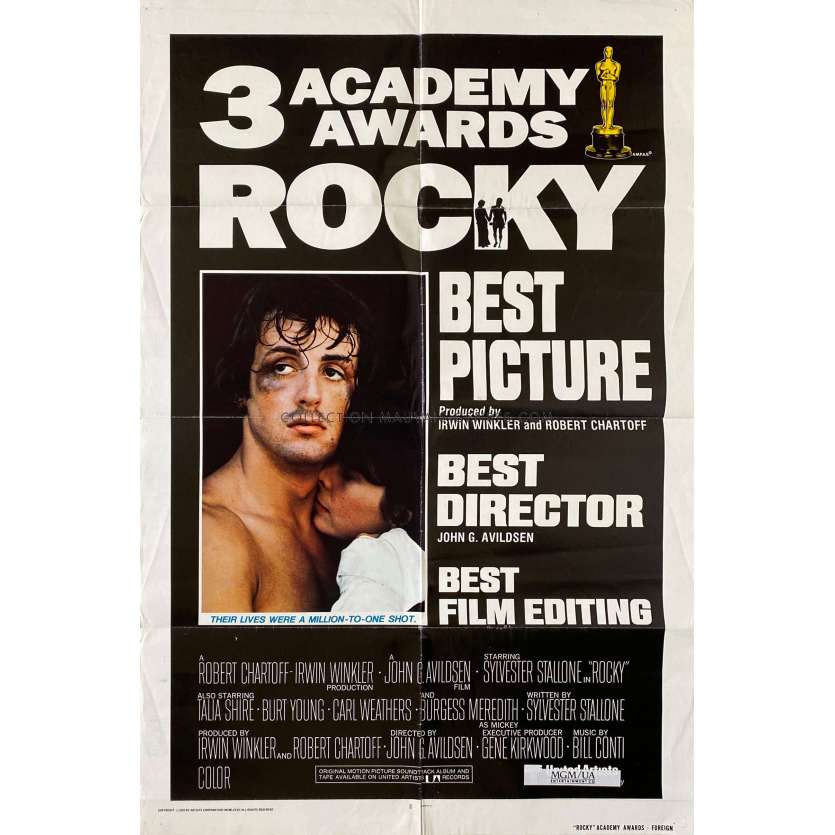 ROCKY Movie Poster intl - Awards - 27x41 in. - 1976 - John G. Avildsen, Sylvester Stallone