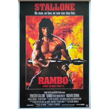 RAMBO 2 Affiche signée par Sylvester Stallone et Daniel Kove, Authentic Signings