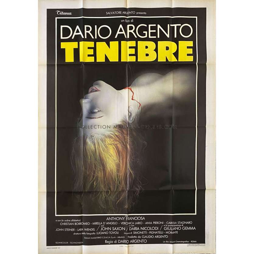 TENEBRES Affiche de film- 100x140 cm. - 1982 - John Saxon, Dario Argento