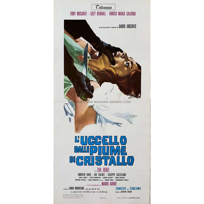 L'OISEAU AU PLUMAGE DE CRISTAL Affiche de film N06 - 33x71 cm. - 1970 - Tony Musante, Dario Argento
