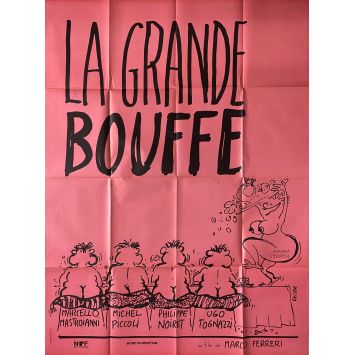 LA GRANDE BOUFFE Affiche de film- 120x160 cm. - 1973 - Marcello Mastroianni, Marco Ferreri