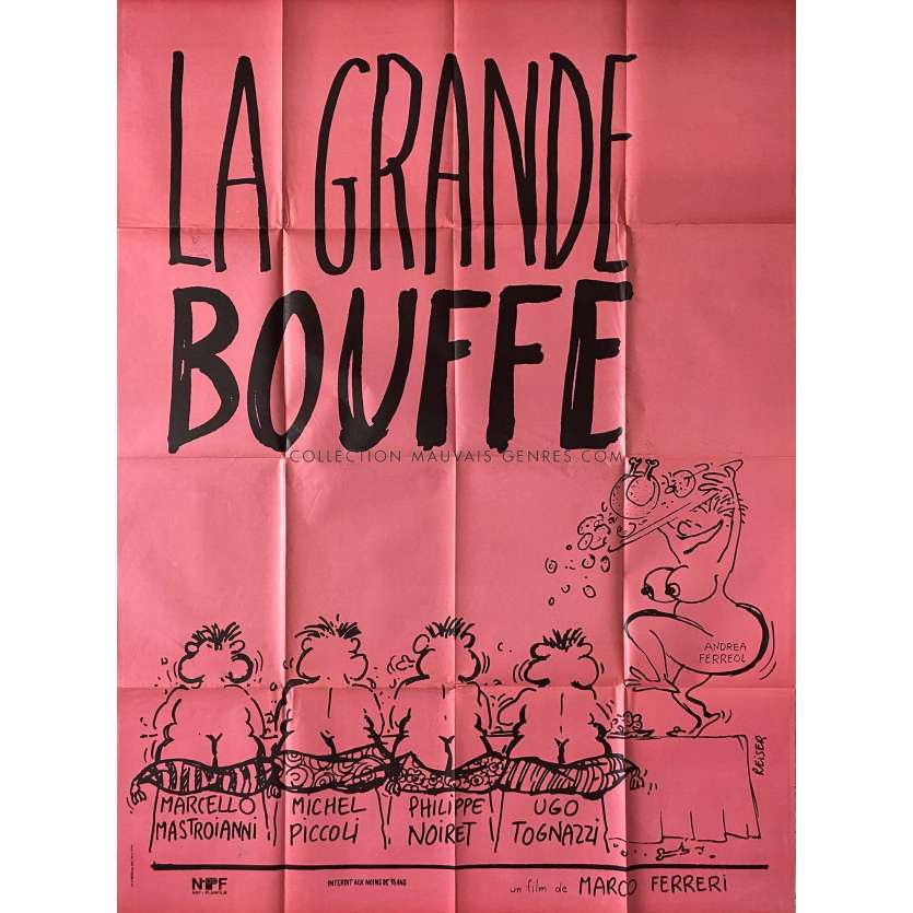 LA GRANDE BOUFFE Affiche de film- 120x160 cm. - 1973 - Marcello Mastroianni, Marco Ferreri