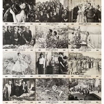 DIVORCE ITALIAN STYLE Lobby Cards x12 - 9x12 in. - 1961 - Pietro Germi, Marcello Mastroianni, Stefania Sandrelli