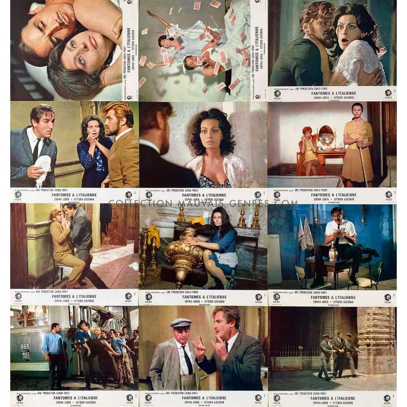 GHOSTS, ITALIAN STYLE Lobby Cards x12 - 9x12 in. - 1967 - Renato Castellani, Sophia Loren, Vittorio Gassman