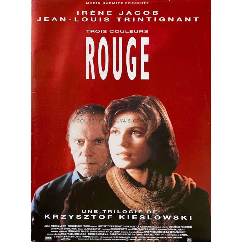 THREE COLORS - RED Pressbook- 9x12 in. - 1994 - Krzysztof Kieslowski, Irene Jacob, Jean-Louis Trintignant