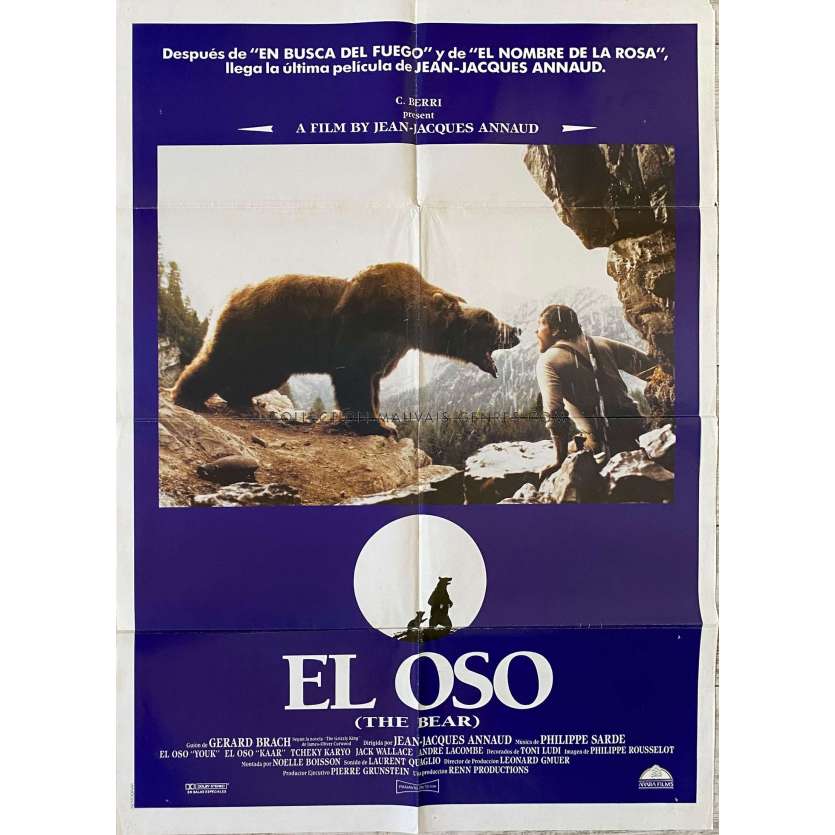 THE BEAR Movie Poster- 29x43 in. - 1988 - Jean-Jacques Annaud, Tchéky Karyo
