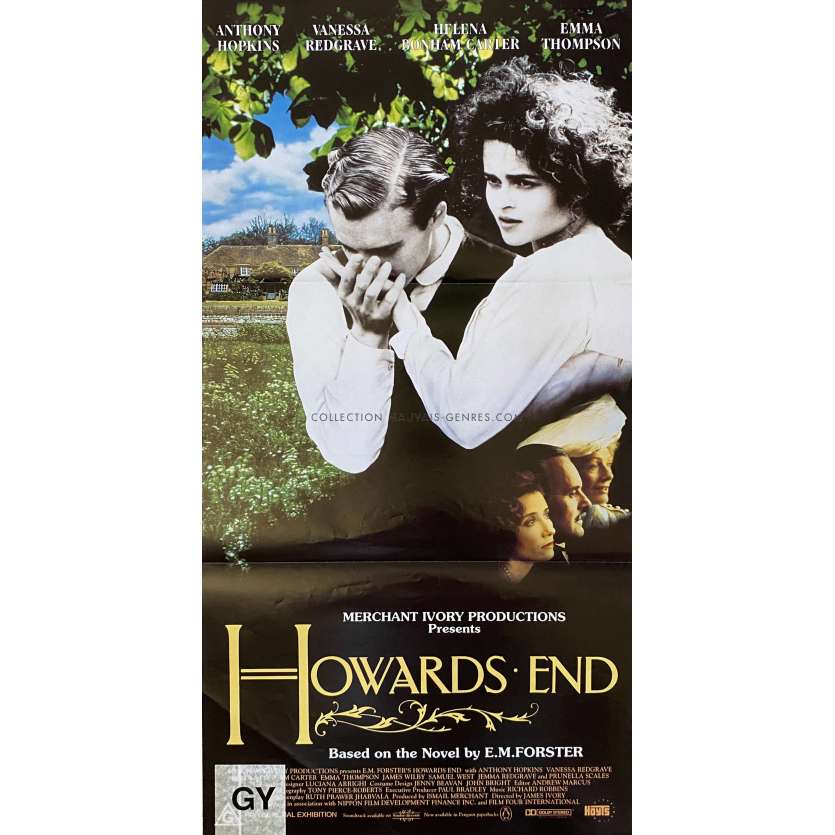 RETOUR A HOWARDS END Affiche de film- 33x78 cm. - 1992 - Anthony Hopkins, James Ivory