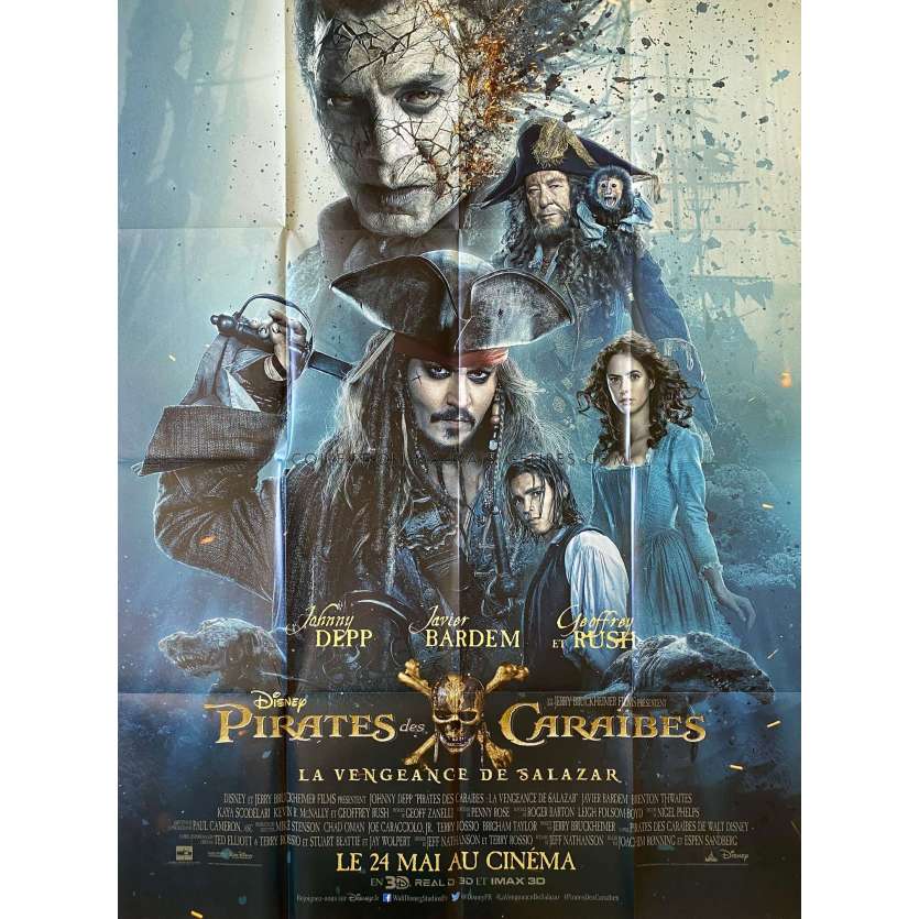 Affiche de film française de PIRATES DES CARAIBES 5 LA VENGEANCE DE SALAZAR 120x160 cm.