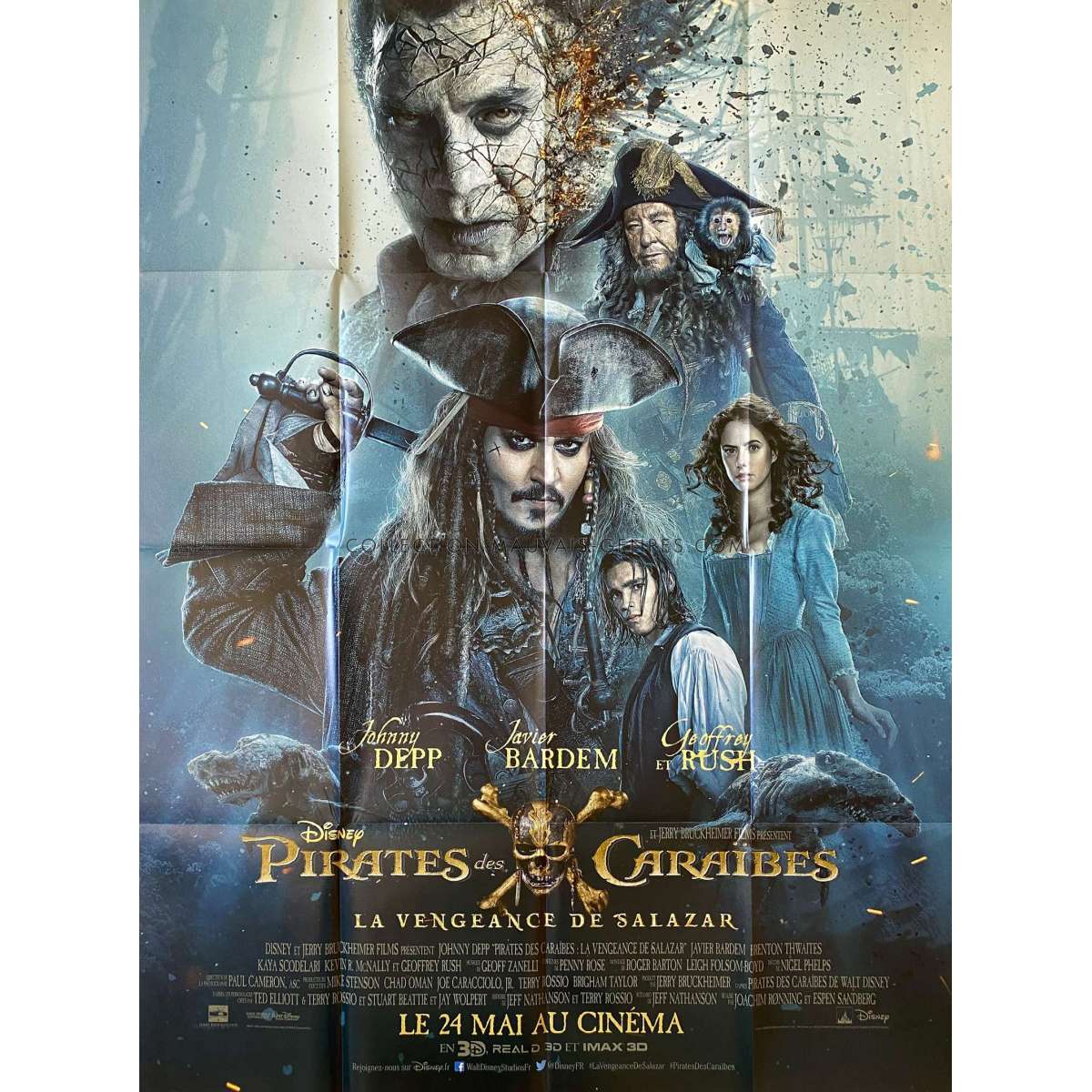 Affiche de film française de PIRATES DES CARAIBES 5 LA VENGEANCE DE SALAZAR 120x160 cm.