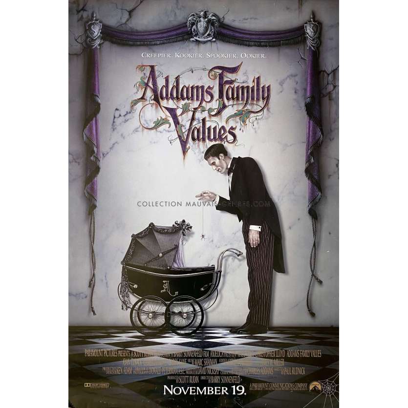 LES VALEURS DE LA FAMILLE ADDAMS Affiche de film- 69x104 cm. - 1991 - Christina Ricci, Barry Sonnefeld