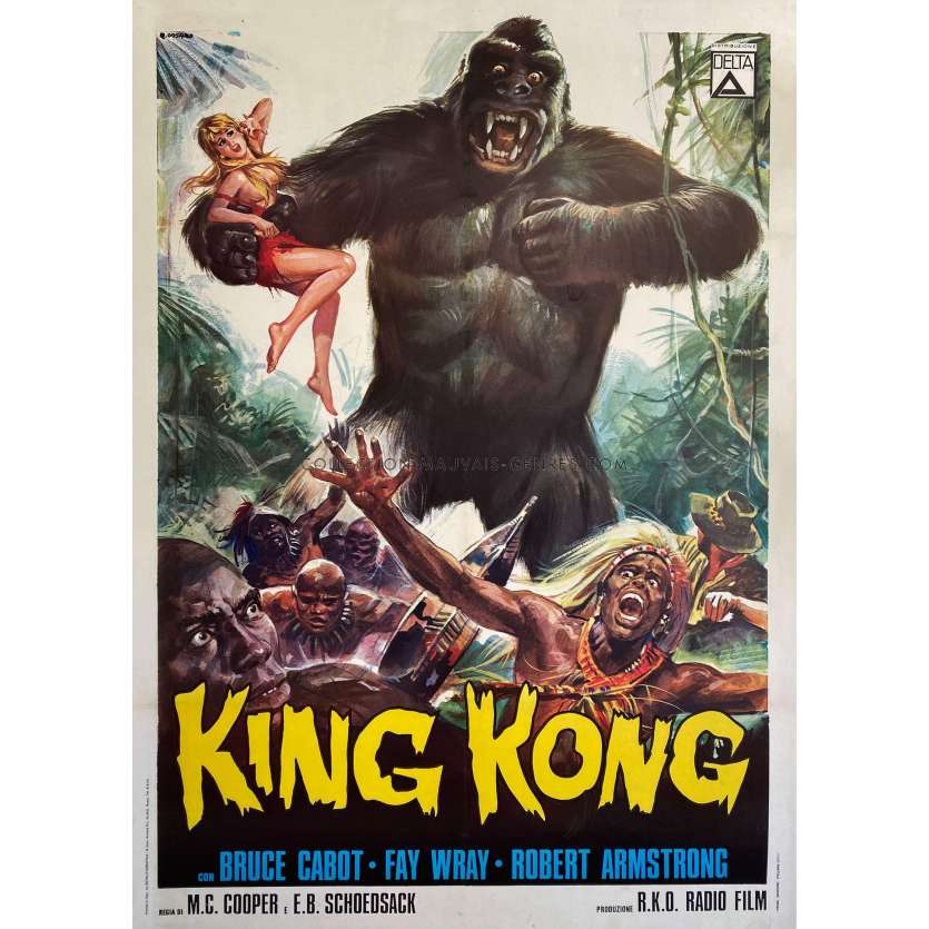 KING KONG Affiche de film entoilée- 100x140 cm. - 1933/R1966 - Fay Wray, Merian C. Cooper