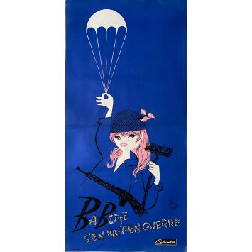 BABETTE S'EN VA EN GUERRE Affiche de film Mod. Bleu. - 40x80 cm. - 1959 - Brigitte Bardot, Christian-Jaque