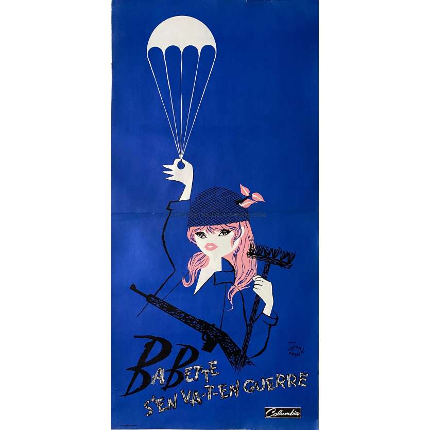 BABETTE S'EN VA EN GUERRE Affiche de film Mod. Bleu. - 40x80 cm. - 1959 - Brigitte Bardot, Christian-Jaque