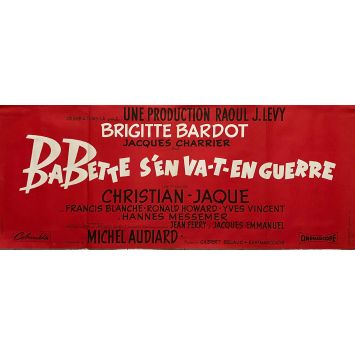 BABETTE GOES TO WAR Movie Poster Red Style B. - 20x47 in. - 1959 - Christian-Jaque, Brigitte Bardot