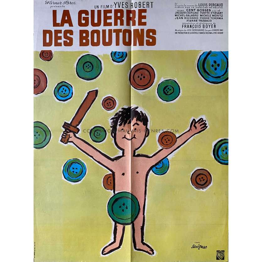 LA GUERRE DES BOUTONS Affiche de film Litho - 60x80 cm. - 1962/R1967 - Jacques Dufilho, Yves Robert