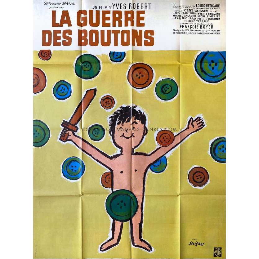 LA GUERRE DES BOUTONS Affiche de film Litho - 120x160 cm. - 1962/R1967 - Jacques Dufilho, Yves Robert