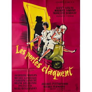 LES PORTES CLAQUENT Affiche de film Vespa - 120x160 cm. - 1960 - Dany Saval, Jacques Poitrenaud LES PORTES CLAQUENT Affiche de film Vespa - 120x160 cm. - 1960 - Dany Saval, Jacques Poitrenaud