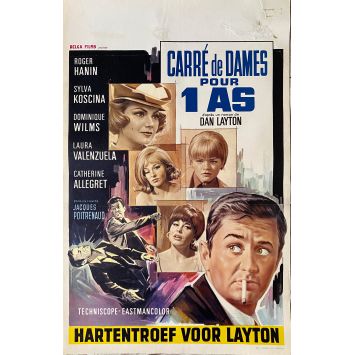 CARRE DE DAMES POUR UN AS Affiche de film- 35x55 cm. - 1966 - Roger Hanin, Jacques Poitrenaud