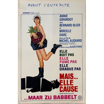 ELLE BOIT PAS ELLE FUME PAS Affiche de film- 35x55 cm. - 1970 - Annie Girardot, Michel Audiard