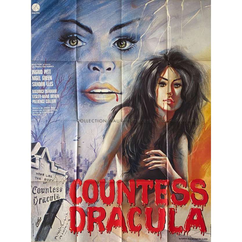 COMTESSE DRACULA Affiche de film- 120x160 cm. - 1971 - Ingrid Pitt, Peter Sasdy
