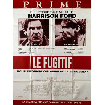 THE FUGITIVE Original Movie Poster- 47x63 in. - 1993 - Andrew Davis, Harrison Ford