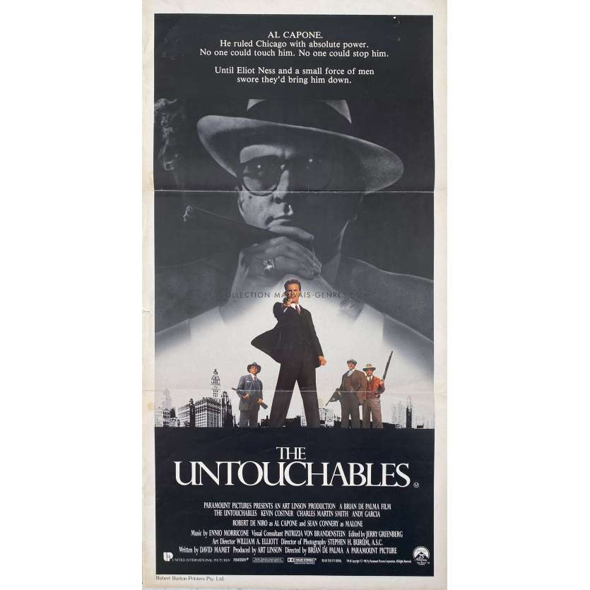 LES INCORRUPTIBLES Affiche de film- 33x78 cm. - 1987 - Kevin Costner, Brian de Palma