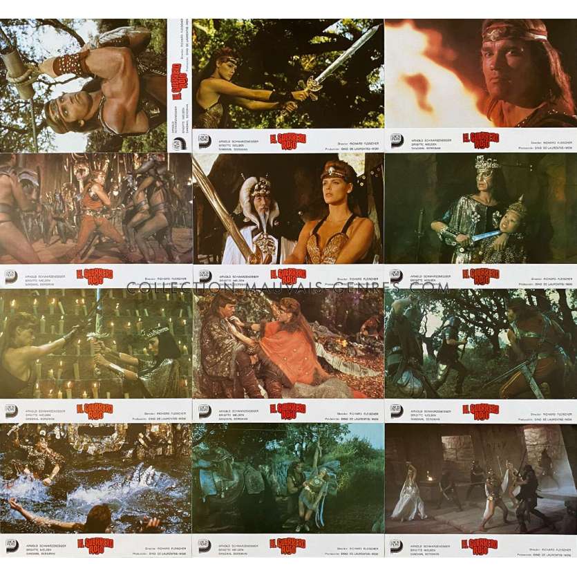 KALIDOR Lobby Cards x12 - 9x12,5 in. - 1985 - Richard Fleisher, Arnold Schwarzenegger