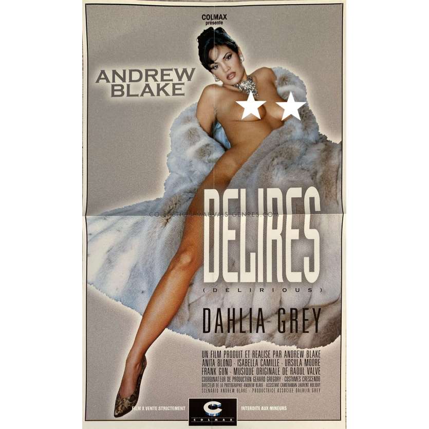 DELIRES Affiche Vidéo XXX Colmax - 40x60 cm. - 2003 - Dahlia Grey, Andrew Blake