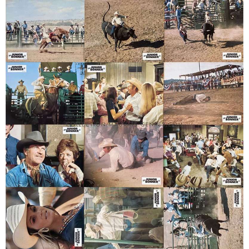 JUNIOR BONNER Lobby Cards x12 - 10x12 in. - 1972 - Sam Peckinpah, Steve McQueen