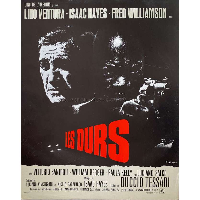 LES DURS synopsis- 24x30 cm. - 1974 - Lino Ventura, Isaac Hayes, Duccio Tessari