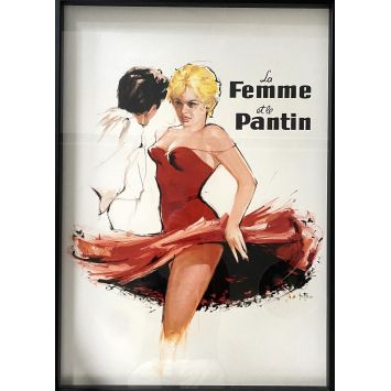 LA FEMME ET LE PANTIN Peinture originale Yves Thos - 58x84 cm - 1958 - Brigitte Bardot