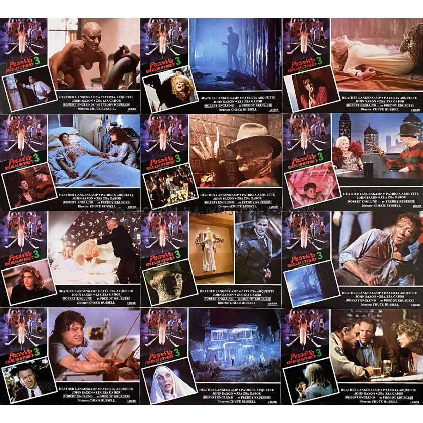 A NIGHTMARE ON ELM STREET 3 DREAM WARRIORS Lobby Cards x12 - 9x13 in. - 1987 - Chuck Russel, Robert Englund