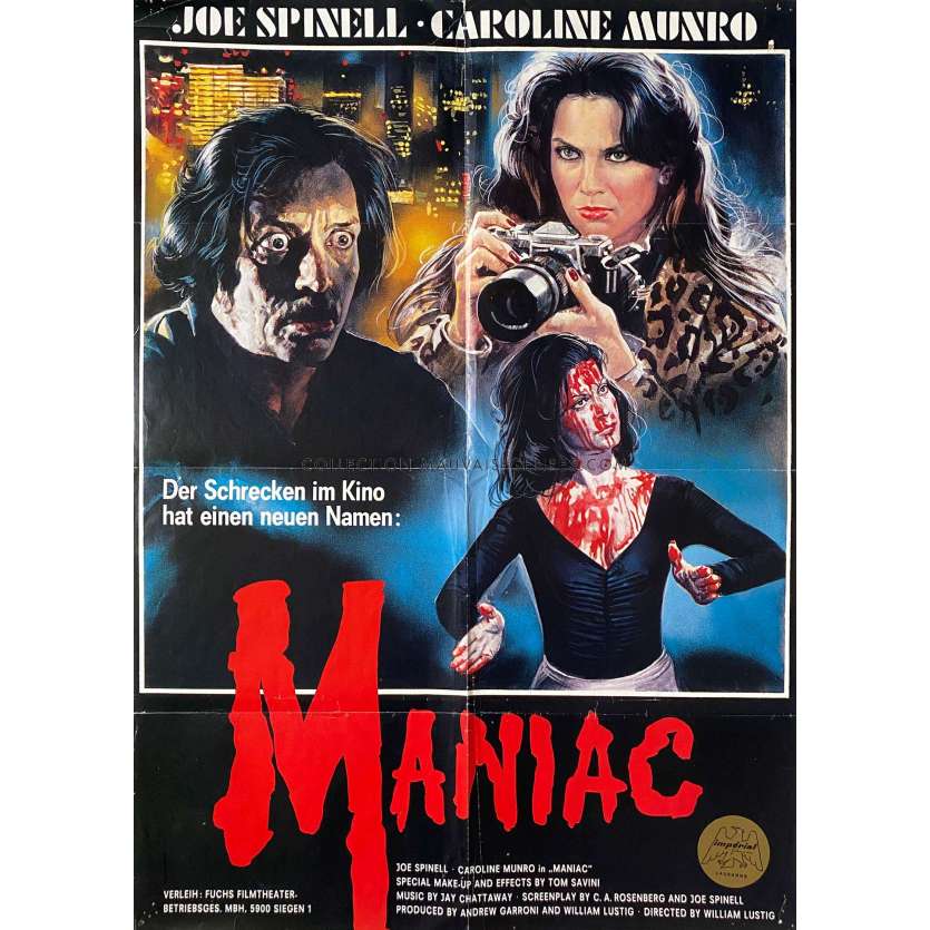 MANIAC Movie Poster- 23x33 in. - 1980 - William Lustig, Joe Spinell