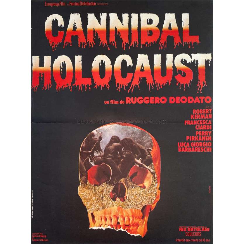 CANNIBAL HOLOCAUST Affiche de film- 40x54 cm. - 1980 - Robert Kerman, Ruggero Deodato
