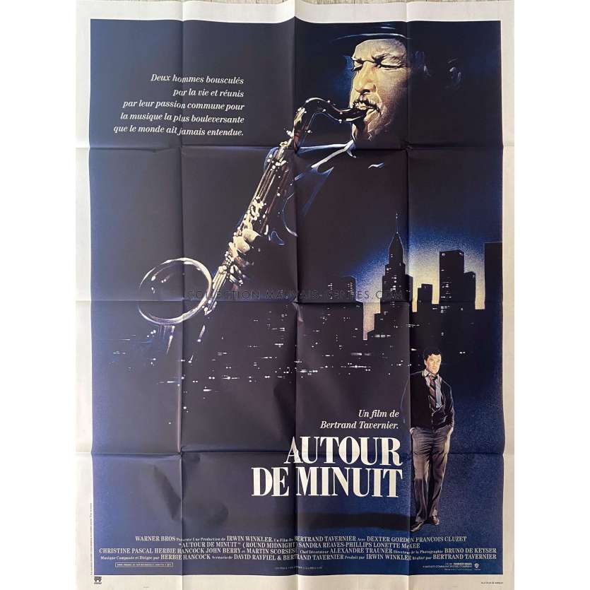 AUTOUR DE MINUIT Affiche de film- 120x160 cm. - 1986 - Dexter Gordon, Bertrand Tavernier