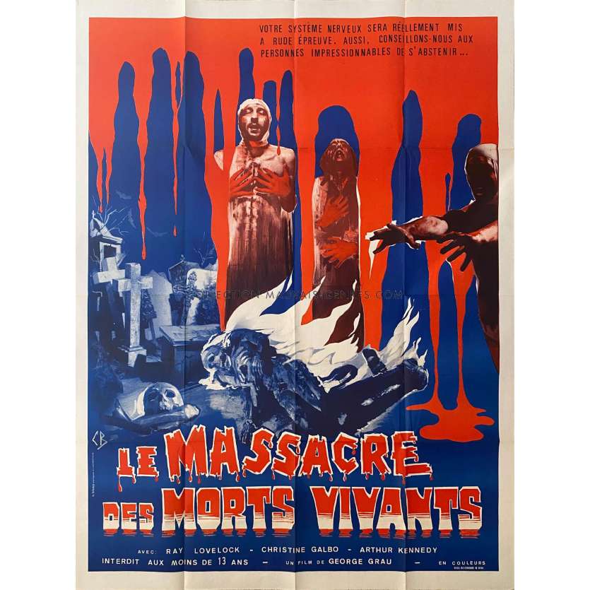 LE MASSACRE DES MORTS VIVANTS Affiche de film- 120x160 cm. - 1974 - Cristina Galbo, Jorge Grau