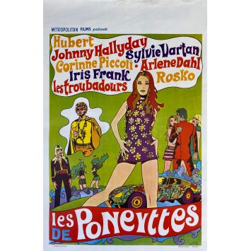 LES PONEYTTES Affiche de film- 35x55 cm. - 1968 - Sylvie Vartan, Johnny Hallyday, Joël Le Moigné