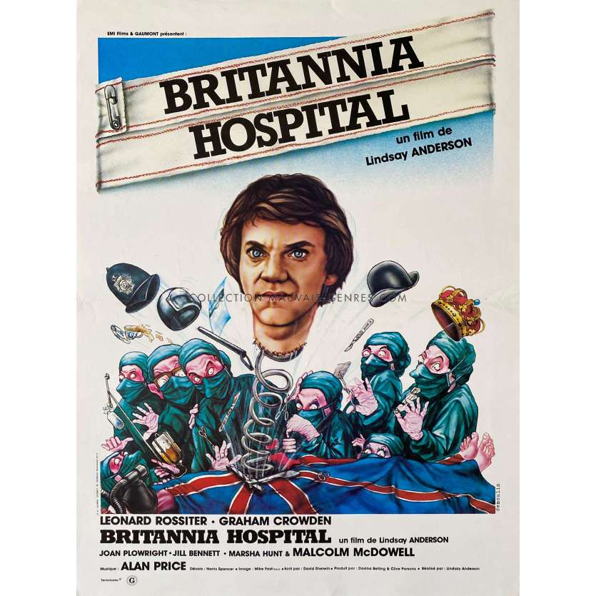 BRITANNIA HOSPITAL Affiche de cinéma- 40x54 cm. - 1982 - Malcolm McDowell, Lindsay Anderson