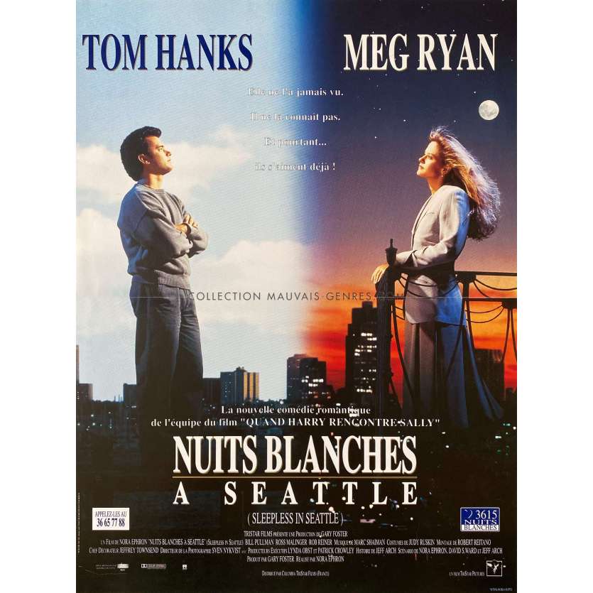 SLEEPLESS IN SEATTLE Movie Poster- 15x21 in. - 1993 - Nora Ephron, Tom Hanks, Meg Ryan