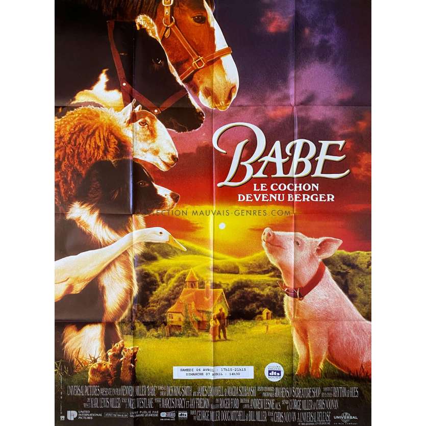 BABE Affiche de cinéma- 120x160 cm. - 1995 - James Cromwell, Chris Noonan