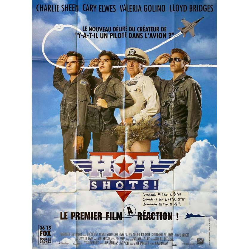 HOT SHOTS Affiche de cinéma- 120x160 cm. - 1991 - Charlie Sheen, Jim Abrahams