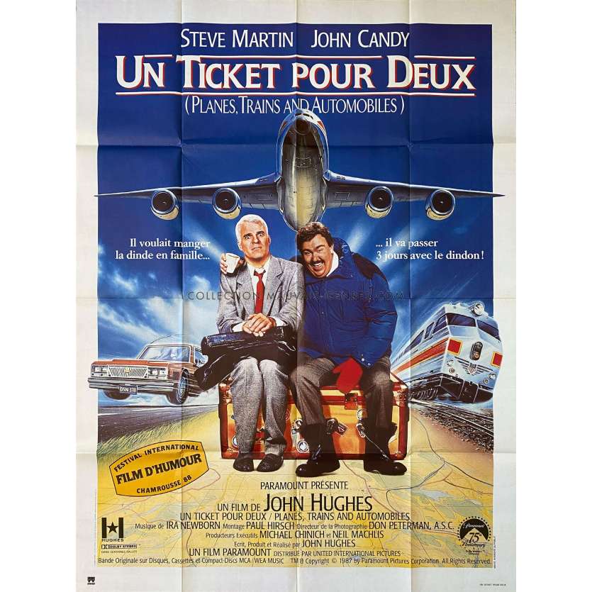PLANES, TRAINS AND AUTOMOBILES Movie Poster- 47x63 in. - 1987 - John Hughes, Steve Martin