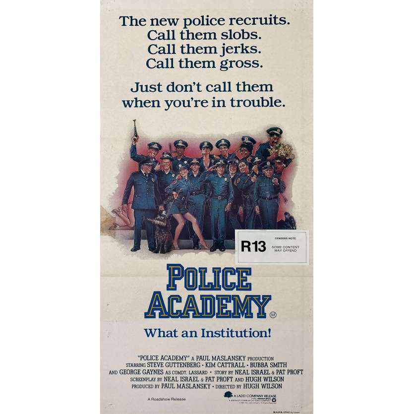 POLICE ACADEMY Movie Poster- 13x30 in. - 1984 - Hugh Wilson, Steve Guttenberg